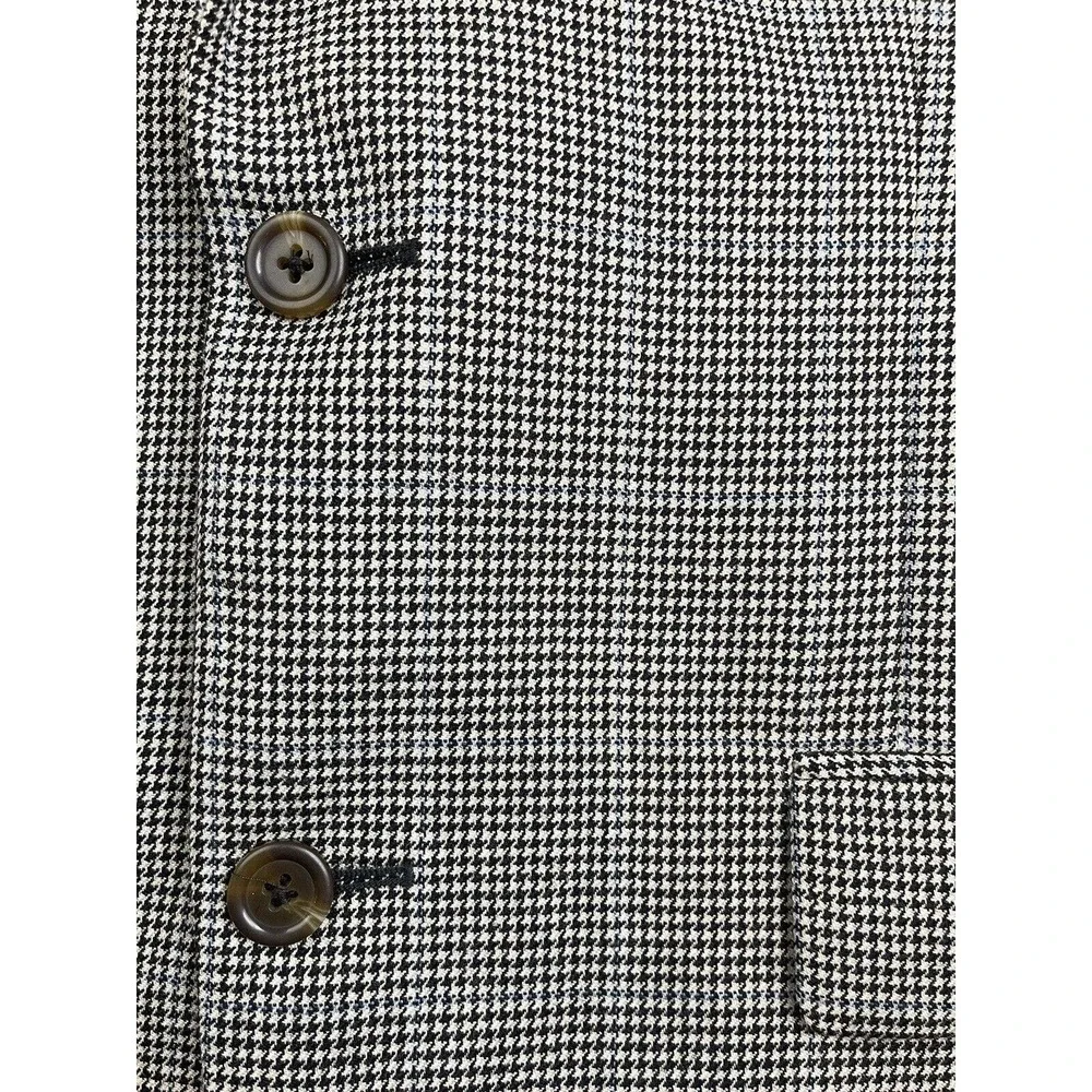 Lauren Ralph Lauren Mens 40R Beige Multicolored Houndstooth Sport Coat Wool